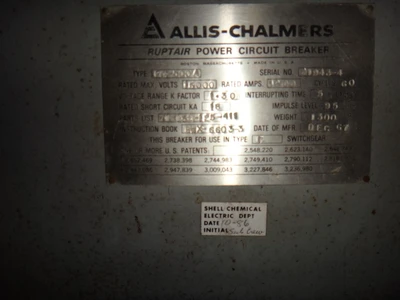 Allis Chalmers FC-500-A Ruptair Circuit Breakers