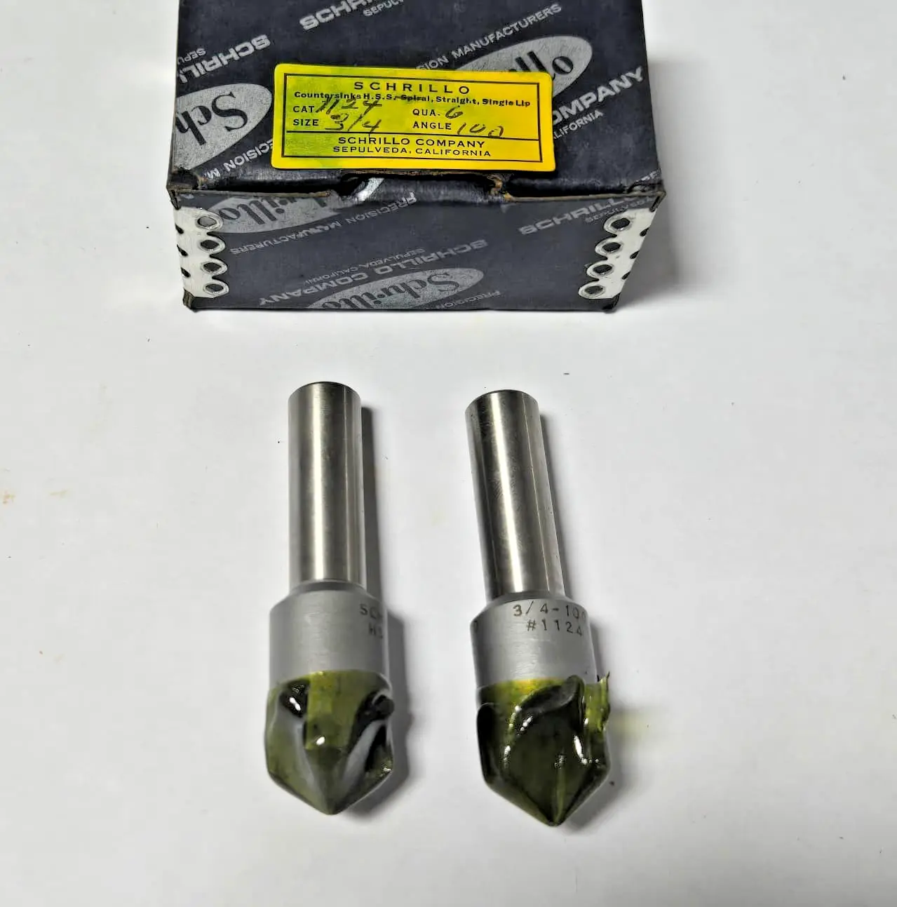 Schrillo 3/4" High Speed Steel Countersink 100 Degree #1124 USA Lot of 2