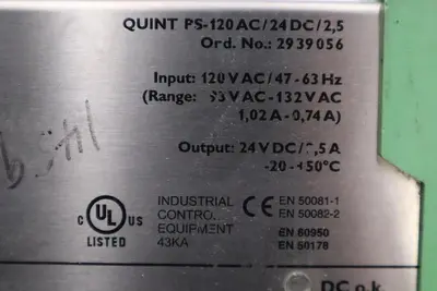 PHOENIX CONTACT QUINT-PS-120AC/24DC/2.5 POWER SUPPLY  STOCK H557A