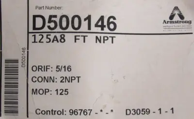 NEW ARMSTRONG D500146 STEAM TRAP 5/16 125A8 FT NPT