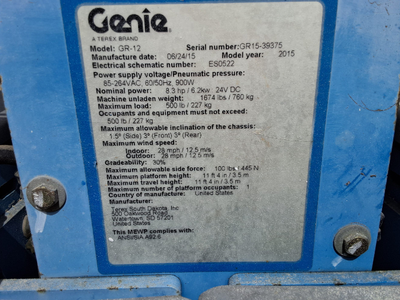 USED 2015 Genie GR-12