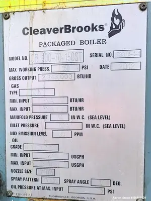 USED CLEAVER BROOKS CB-100-70-150ST