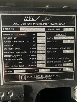 NEW 2012 SQUARE D 15KV LINE UP FOR 28MVA POWER GENERATION 28MVA 15KV SYSTEM FOR POWER GENERATION