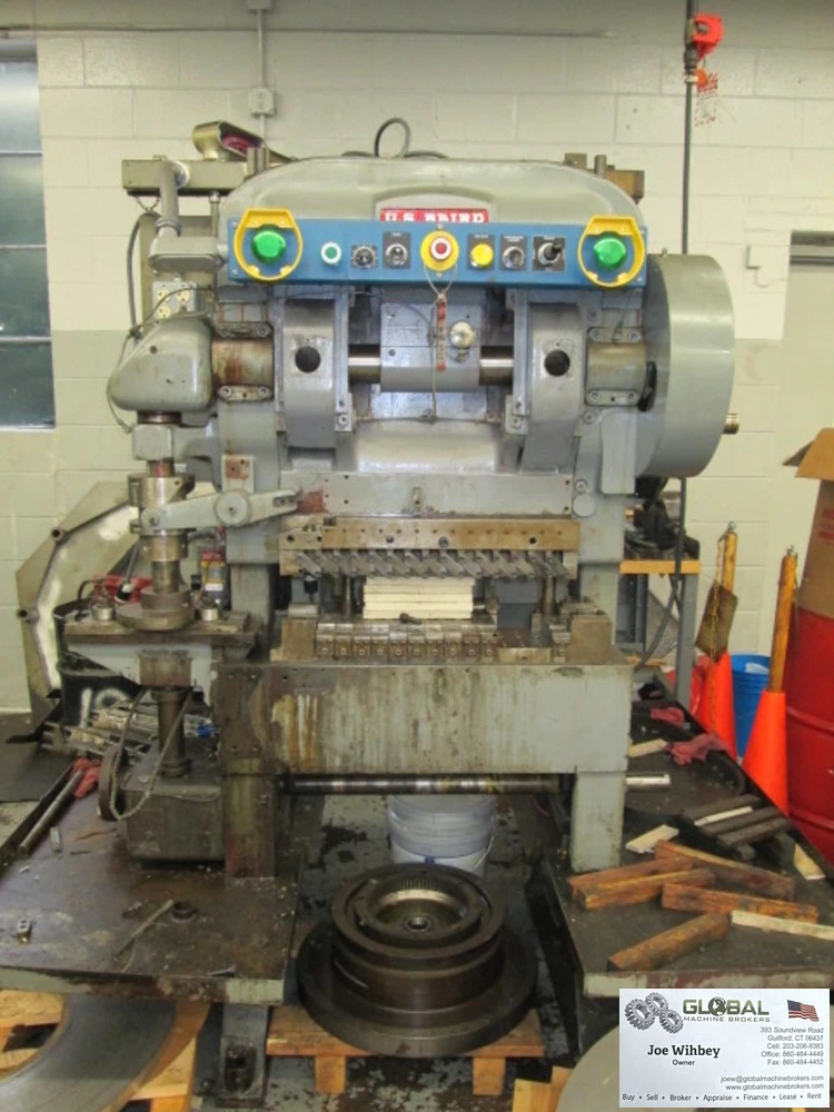 US Baird 325 2"Stroke 3Hp Transfer Press W/15 Op Die Set & 7 Stripper Forks