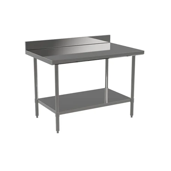 New | in-Stock Atosa New Atosa ST3060ECB4 60" x 30" Stainless Steel Work Table with 4" Backsplash Food Prep Tables Illinois US | Falcon Restaurant Supply #1373670