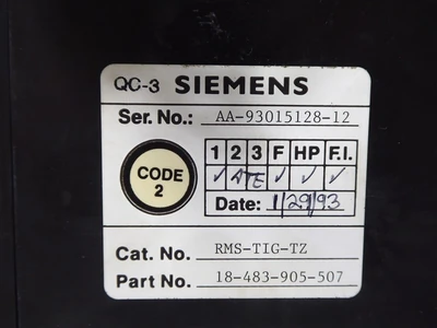 Siemens RMS-TIG-TZ Static Trip III Solid State Programmer 5000A max Used