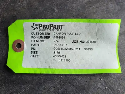 Inducer Suction 5.75" for 3175 Goulds Pumps