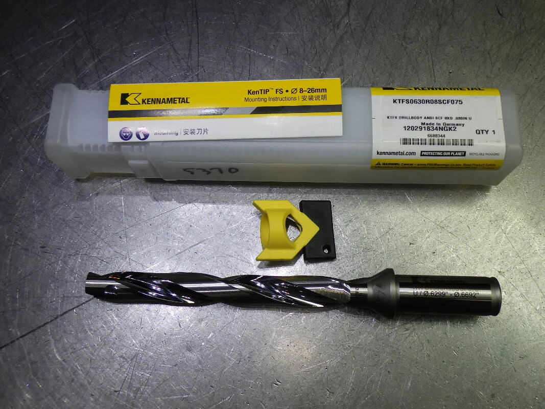 Kennametal .630" Coolant Thru 8xD Drill 3/4" Shank KTFS0630R08SCF075 (LOC1285B)