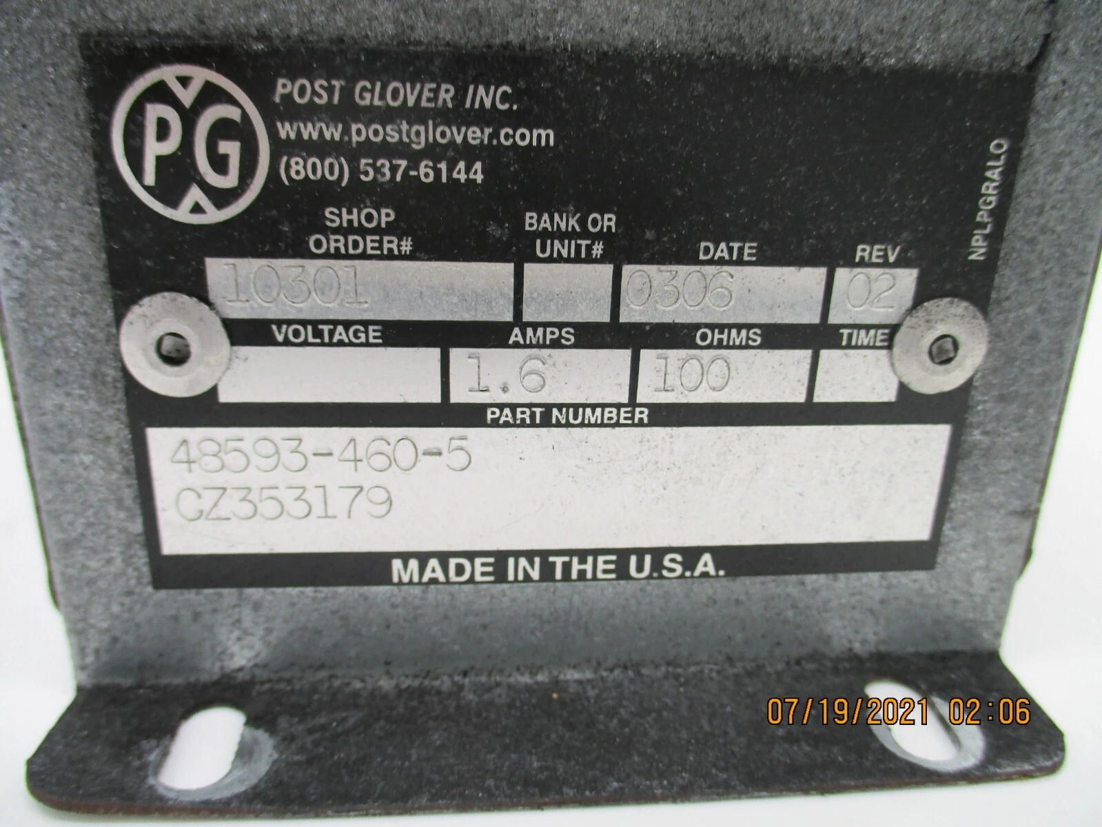 USED Post Glover Inc Post Glover Inc 48593-460-5