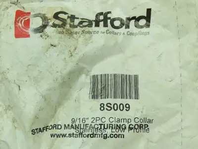 Stafford 8S009 9/16" ID Stainless Split Clamp Collar SS Shaft Locking Lot of 27