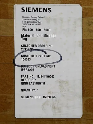 Siemens MJ141W0003 Sealing Ring Assembly 22.125" ID 24.625" OD 1.134" Width New