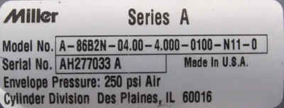 NEW MILLER A-86B2N-04.00-4.000-0100-N11-0 CYLINDER A86B2N040040000100N110