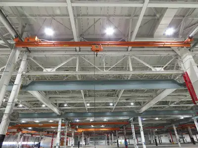 Cleveland Tramrail P&H 1 Ton Single Girder Underhung Bridge Crane 45' 10" Span