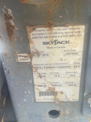 USED 2015 Skyjack SJ3219