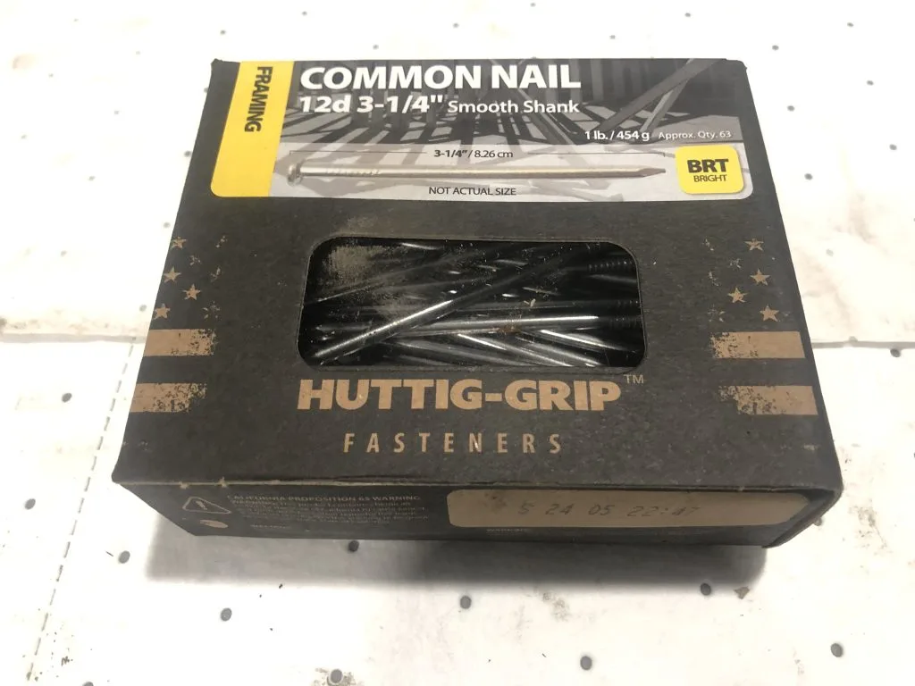 Huttig-Grip 3-1/4 in Framing Common Nail 12d Size, Bright Finish 1 lb 63 pcs