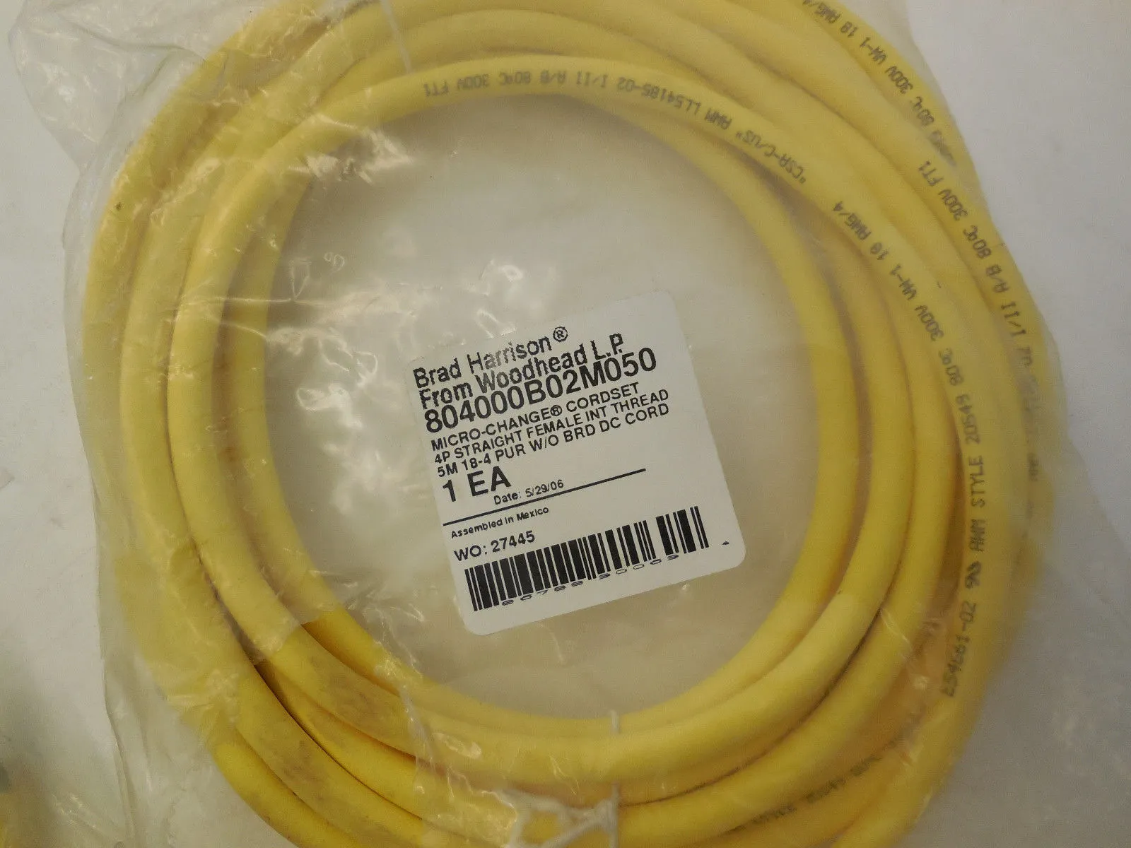 NEW BRAD HARRISON 804000B02M050 CORDSET