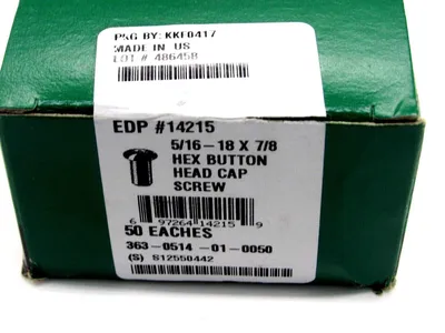 NEW BOX OF 50 DECORAH LLC 14215 5/16-18 X 7/8 HEX BUTTON HEAD CAP SCREW