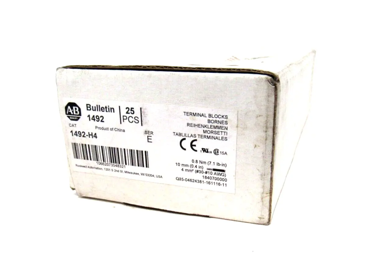 BOX OF 25 ALLEN BRADLEY 1492-H4 TERMINAL BLOCKS SER.E 1492H4 NEW SURPLUS