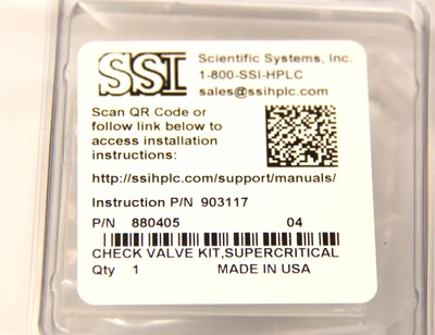 Teledyne SSI 880405 Ultra High Pressure Supercritical Check Valve Kit NEW 9685)R