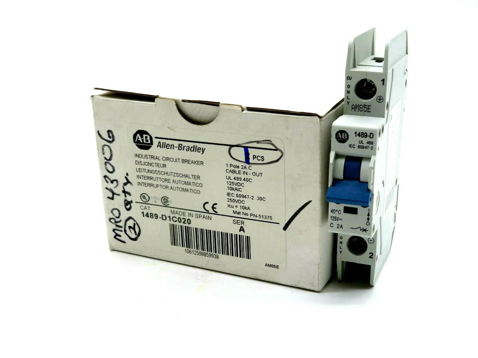 NEW ALLEN BRADLEY 1489-D1C020 CIRCUIT BREAKER SERIES A 1489D1C020
