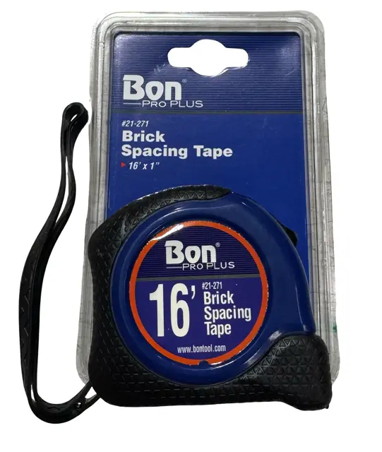 Bon Pro Plus 1" x 16 ft Brick Spacing Tape - Masonry Layout Tape