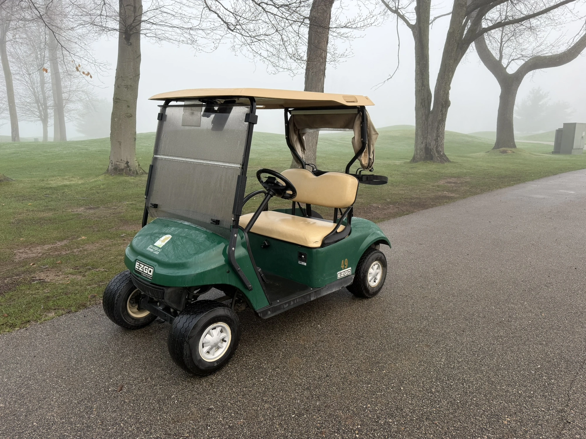 (1) 2017 E-Z-Go golf cart with a Kawasaki gas engine, model 625111G01, includes canopy, ball cover, ...