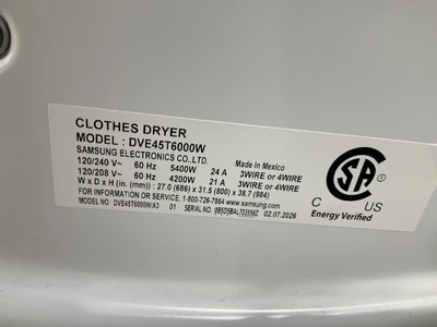 Used SAMSUNG DVE45T6000W Residential Appliances Michigan US | Miedema Asset Management Group #1577969