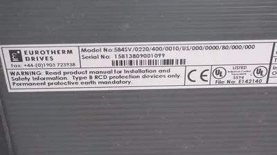 USED EUROTHERM DRIVES 584SV/0220/400/0010/US/000/0000/B0/000/000 DRIVE 584-SV