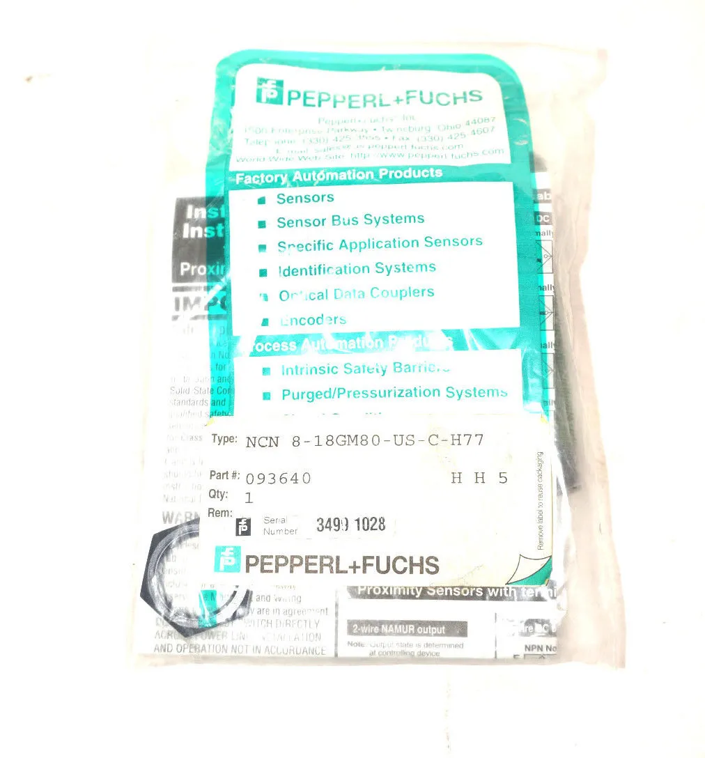 NEW PEPPERL FUCHS NCN-8-18GM80-US-C-H77 PROXIMITY SWITCH NCN818GM80USCH77