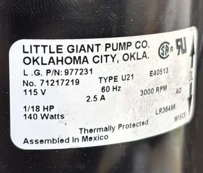 New | in-Stock Little Giant 553201 Pumps Indiana US | J&J Industrial Supply #1481563