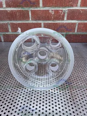 NEW CHEMGLASS CG-1946-50 REACTION VESSEL 5 NECK LID 200MM, 45/50 JOINTS.