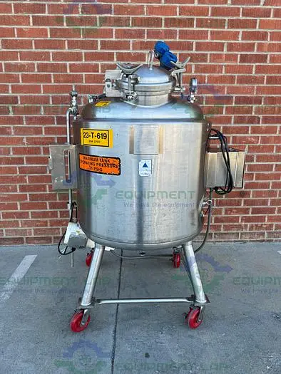 Used PRECISION STAINLESS 450 LITER STAINLESS STEEL JACKETED REACTOR 45 PSI, 3/4 MOTOR Reactors | Equipment Lab #486459