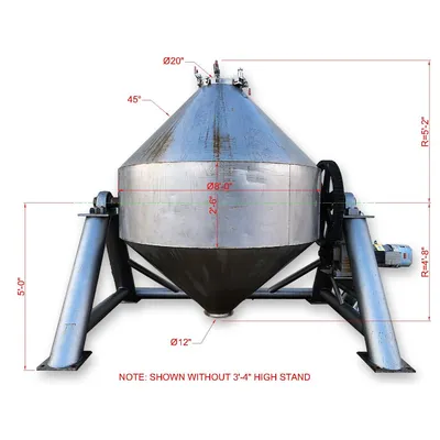 Used Stainless Steel Double Cone Blender - 150 cubic foot