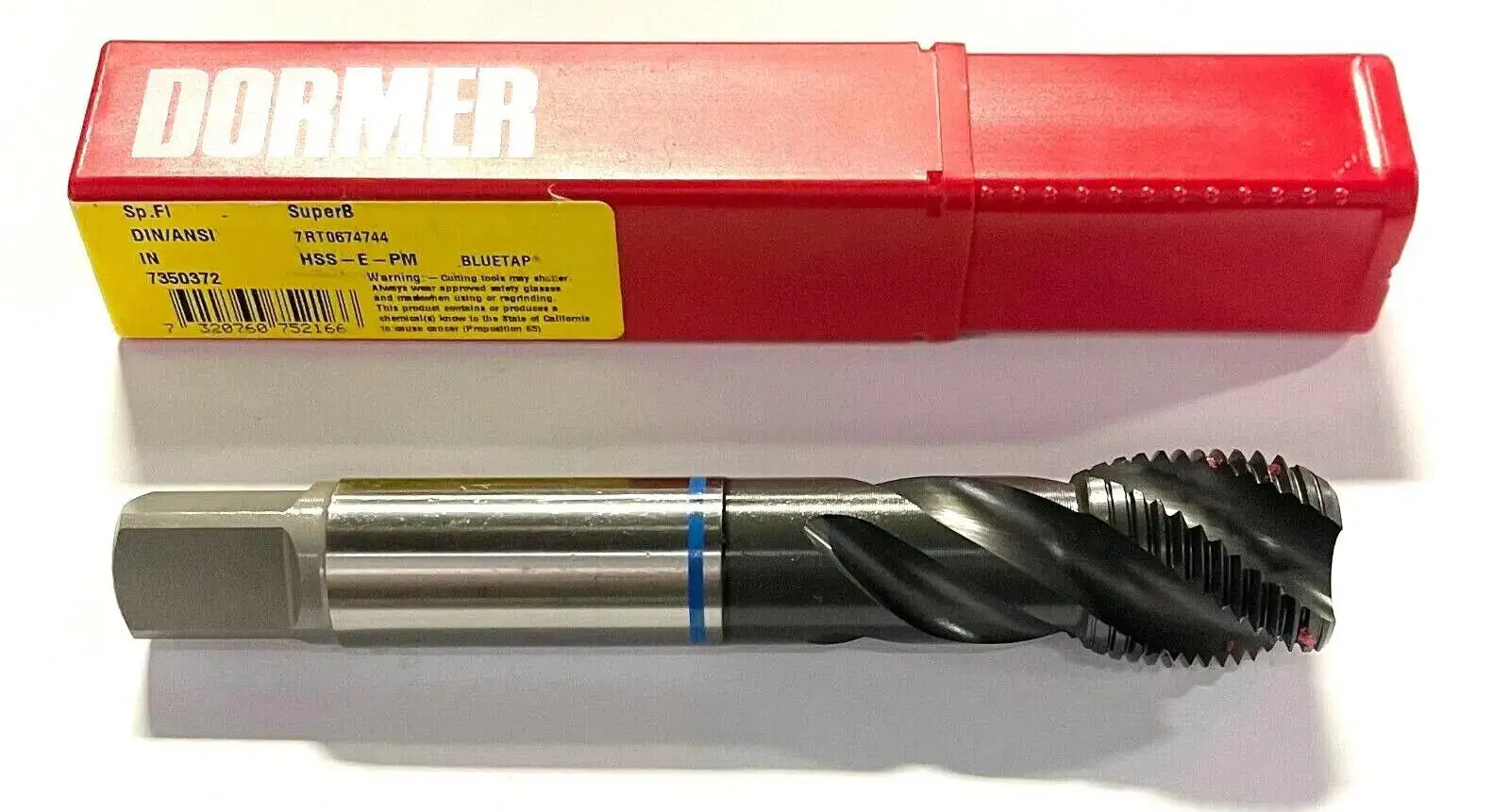 Dormer 1”-12 Tap HSS-E-PM Spiral Flute Machine Tap Blue Shark TCTR H6