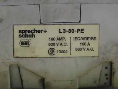 Specher + Schuh L3-80-PE 100A 600V Disconnect Safety Switch W/Operator 3 Pole