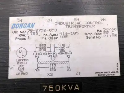 Dongan 50-0750-053 0.750KVA Industrial Control Transformer 220/480V 110/120V 1PH