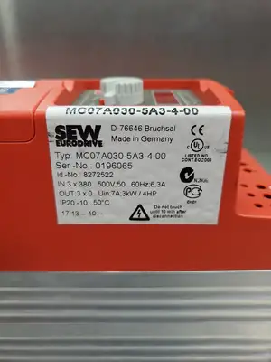 Used Sew-Eurodrive MC07A030-5A3-4-00 MOVITRAC Servo Drive, 4HP, 500V Servo Drives | Palmetto Automation #1148961