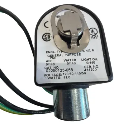 NEW SULLAIR 02250125-658 SOLENOID VALVE 120/60-110/50 NPT 1/4 ORIFICE 3/32