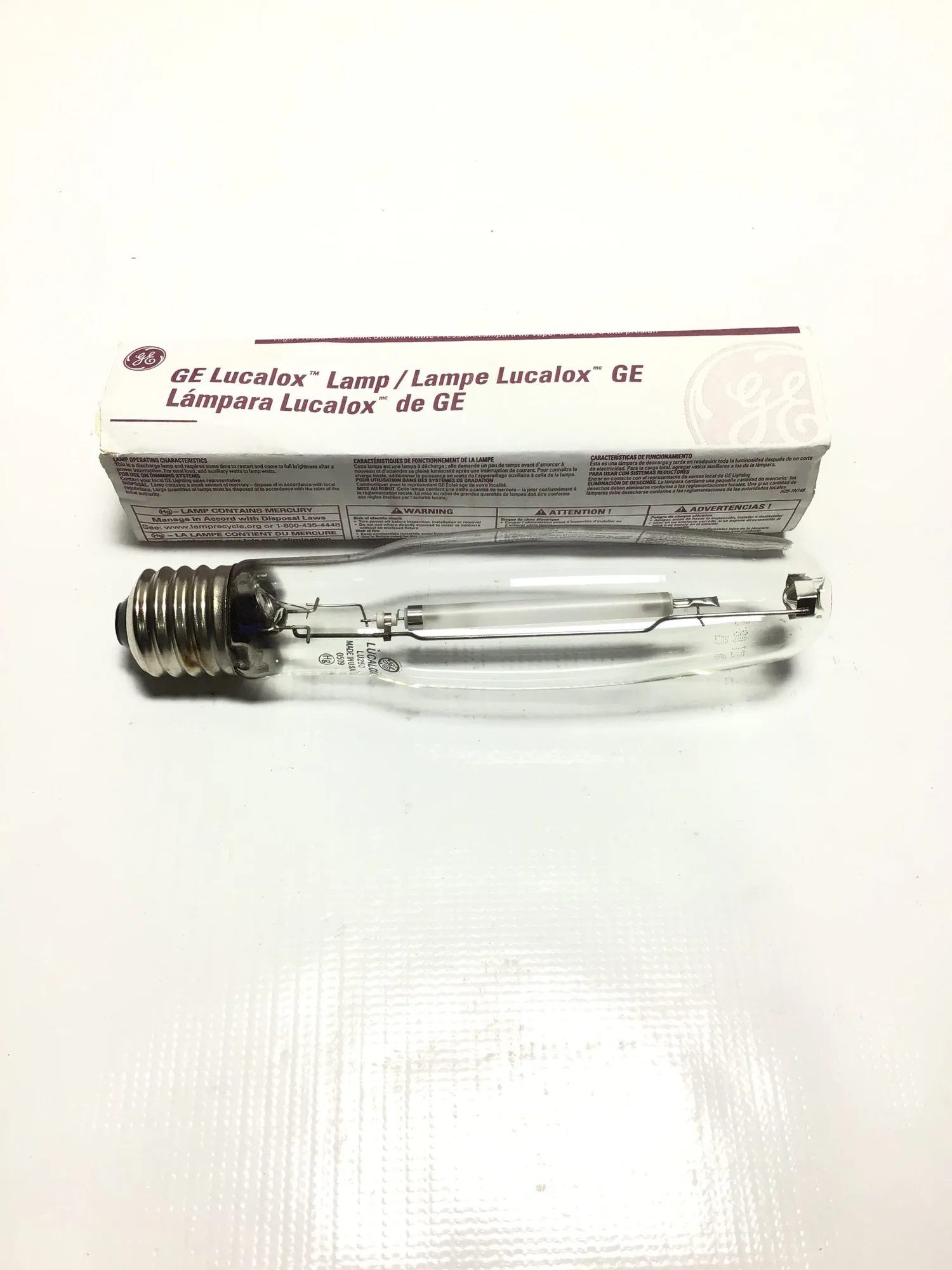 GE Lucalox LU250 High Pressure Sodium Lamp Clear 250 Watts