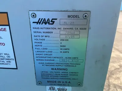 Used 2005 HAAS AUTOMATION SL20 CNC Lathes Ohio US | HGR 24 #1357024