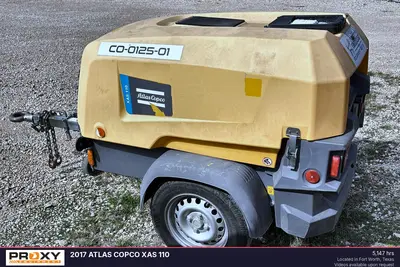 Used 2017 ATLAS COPCO XAS 110 Rotary Screw & Sliding Vane Air Compressors Texas US | Proxy Equipment #1385386