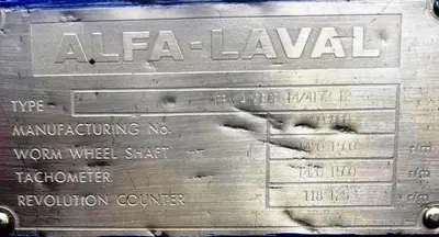 Alfa-Laval AFPX 409 BGV-14 fish oil purifier, 316SS.