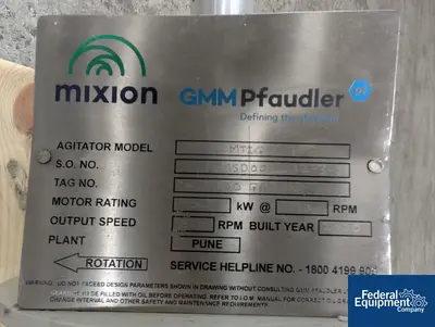 USED Pfaudler GMM Pfaudler Mixion Agitator, Model MIIG-0.7
