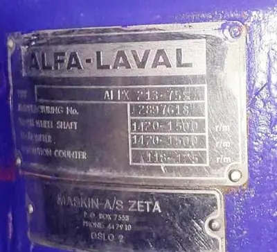 Alfa-Laval AFPX 213-75S stickwater concentrator, 316SS.