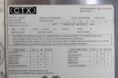 2023 MIDDLEBY MARSHALL CTX ELECTRIC TRIPLE STACK PIZZA CONVEYOR OVEN MODEL DZ33T