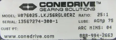 NEW CONE DRIVE W076025.LKJS6RGLQERZ GEAR REDUCER 25:1 W076025LKJS6RGLQERZ