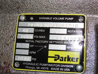 Parker Hydraulic Power Unit 44GPM 200Gal Tank Dual Variable Pump 40Hp 230/460V