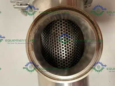 USED SANI-MATIC STAINLESS STEEL ANGLE-LINE END INLET STANDARD FLOW LONG 36” WEDGEWIRE