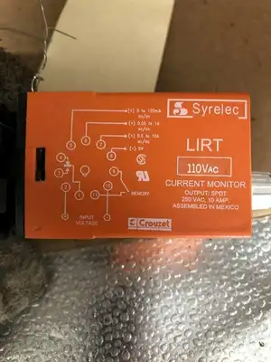 CROUZET LIRT110A Relay, Current Sensing w/ base; 110V AC; SPDT