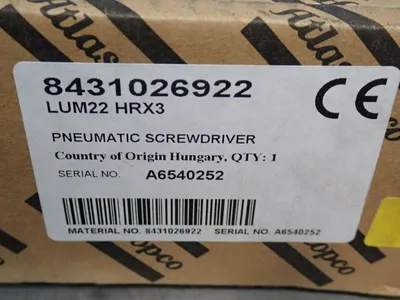New | in-Stock ATLAS COPCO LUM22 HRX3 Screw Drivers | HGR 24 #749060